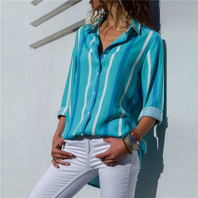 Aachoae blusas femininas 2020 moda manga longa turn down colarinho camisa blusa camisa de escritório casual tops plus size blusas femininas