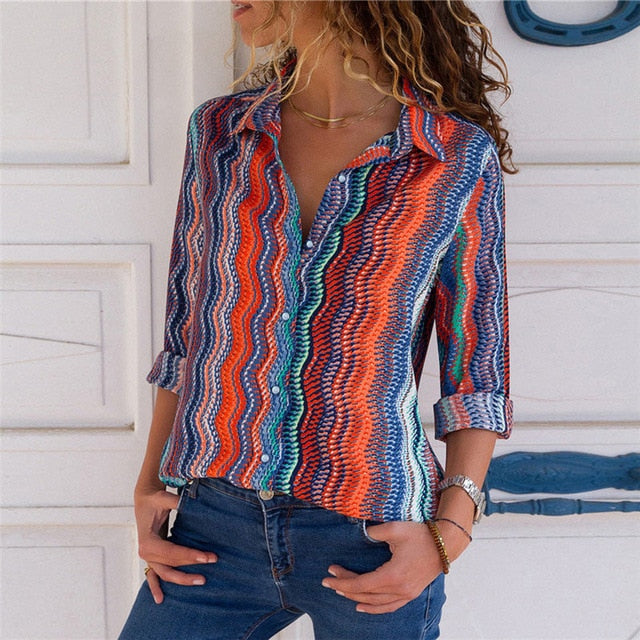 Aachoae blusas femininas 2020 moda manga longa turn down colarinho camisa blusa camisa de escritório casual tops plus size blusas femininas