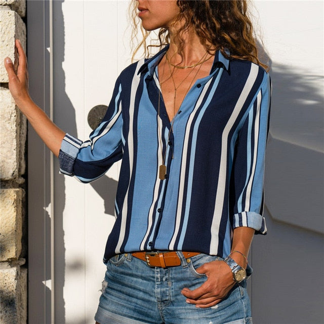 Aachoae blusas femininas 2020 moda manga longa turn down colarinho camisa blusa camisa de escritório casual tops plus size blusas femininas