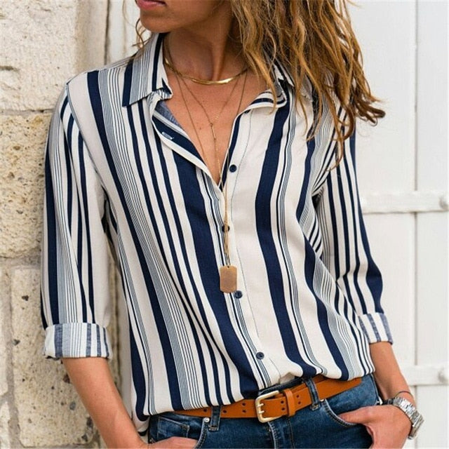 Aachoae blusas femininas 2020 moda manga longa turn down colarinho camisa blusa camisa de escritório casual tops plus size blusas femininas
