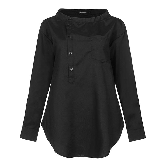 5XL camisa de moda 2020 Otoño de manga larga botones Casual Blusas Celmia mujeres túnica Tops Casual suelta sólido Blusas femeninas 7