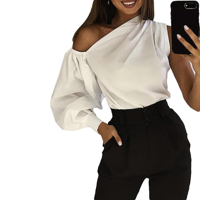 2020 Celmia de moda de las mujeres camisas de manga larga de talla grande de hombros fríos Blusas Tops Casual sueltos damas trabajo elegante Blusas