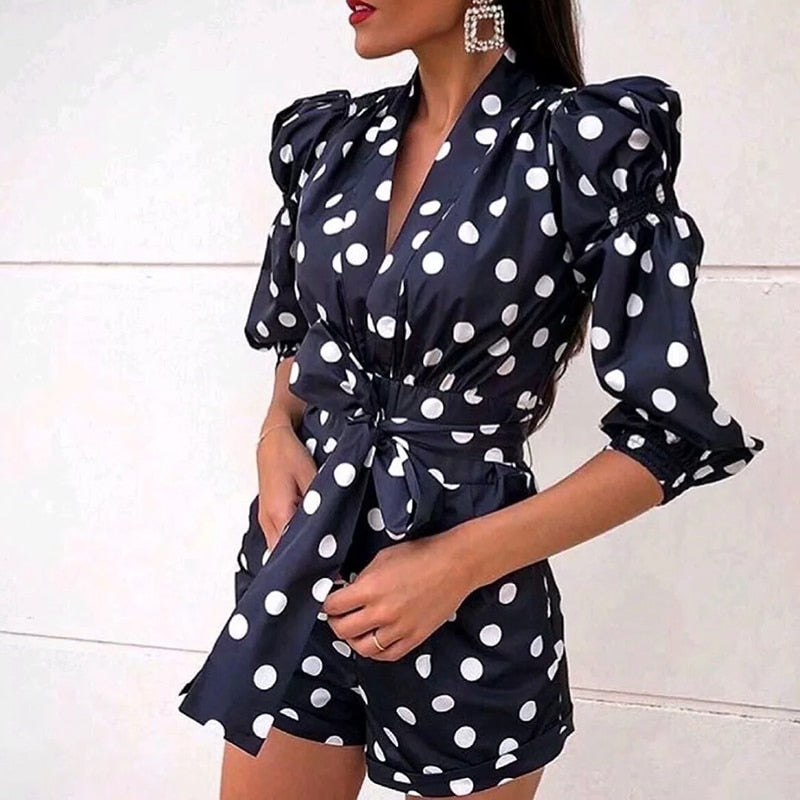 Mujer de punto de moda de impresión méxico negro mujer 2019 verano Vintage de manga larga con Cintura con trabillas y cintura Mono corto femme
