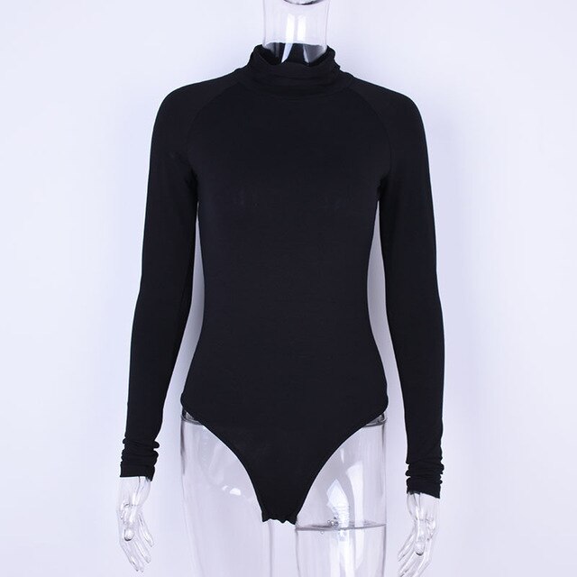 Wixra 2019 New Womens Clothing Cotton All Base Match Long Sleeve Turtleneck Bodysuits Solid Playsuits For Female