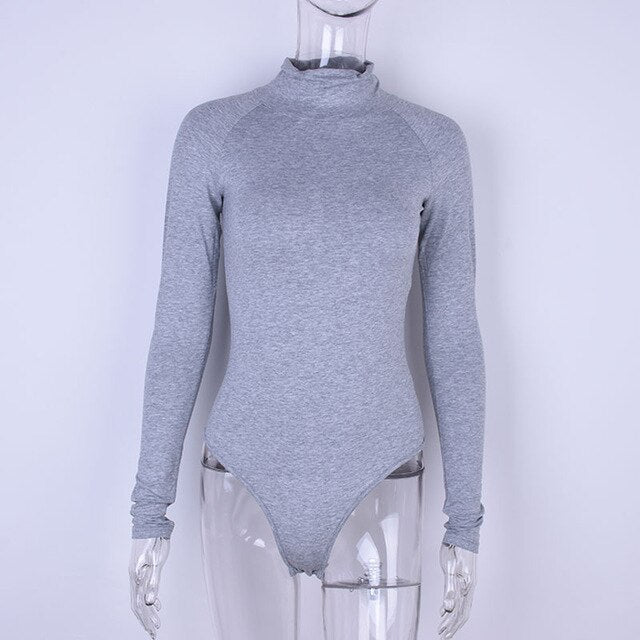 Wixra 2019 New Womens Clothing Cotton All Base Match Long Sleeve Turtleneck Bodysuits Solid Playsuits For Female