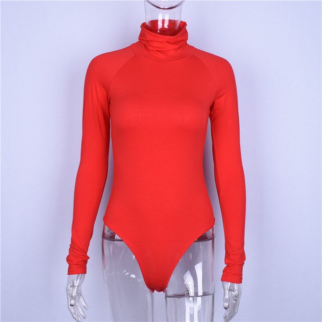 Wixra 2019 New Womens Clothing Cotton All Base Match Long Sleeve Turtleneck Bodysuits Solid Playsuits For Female
