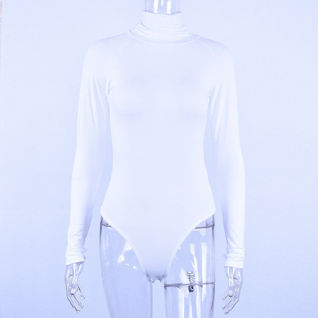 Wixra 2019 New Womens Clothing Cotton All Base Match Long Sleeve Turtleneck Bodysuits Solid Playsuits For Female