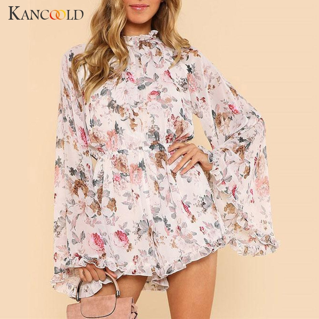 KANCOOLD Jumpsuit Women Summer Holiday Sleeveless Striped Playsuits High Waisted Summer Chiffon Beach jumpsuit sexy 2019JAN4